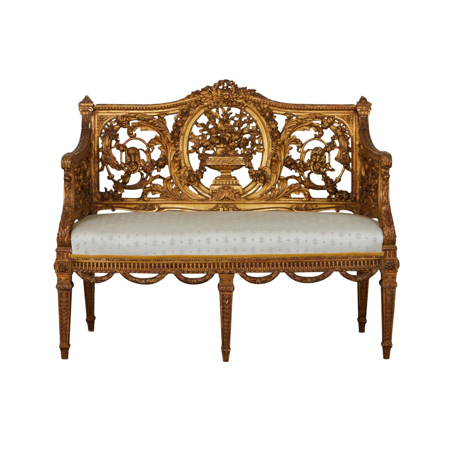 Continental Carved and Giltwood Settee - Image 4 of 12