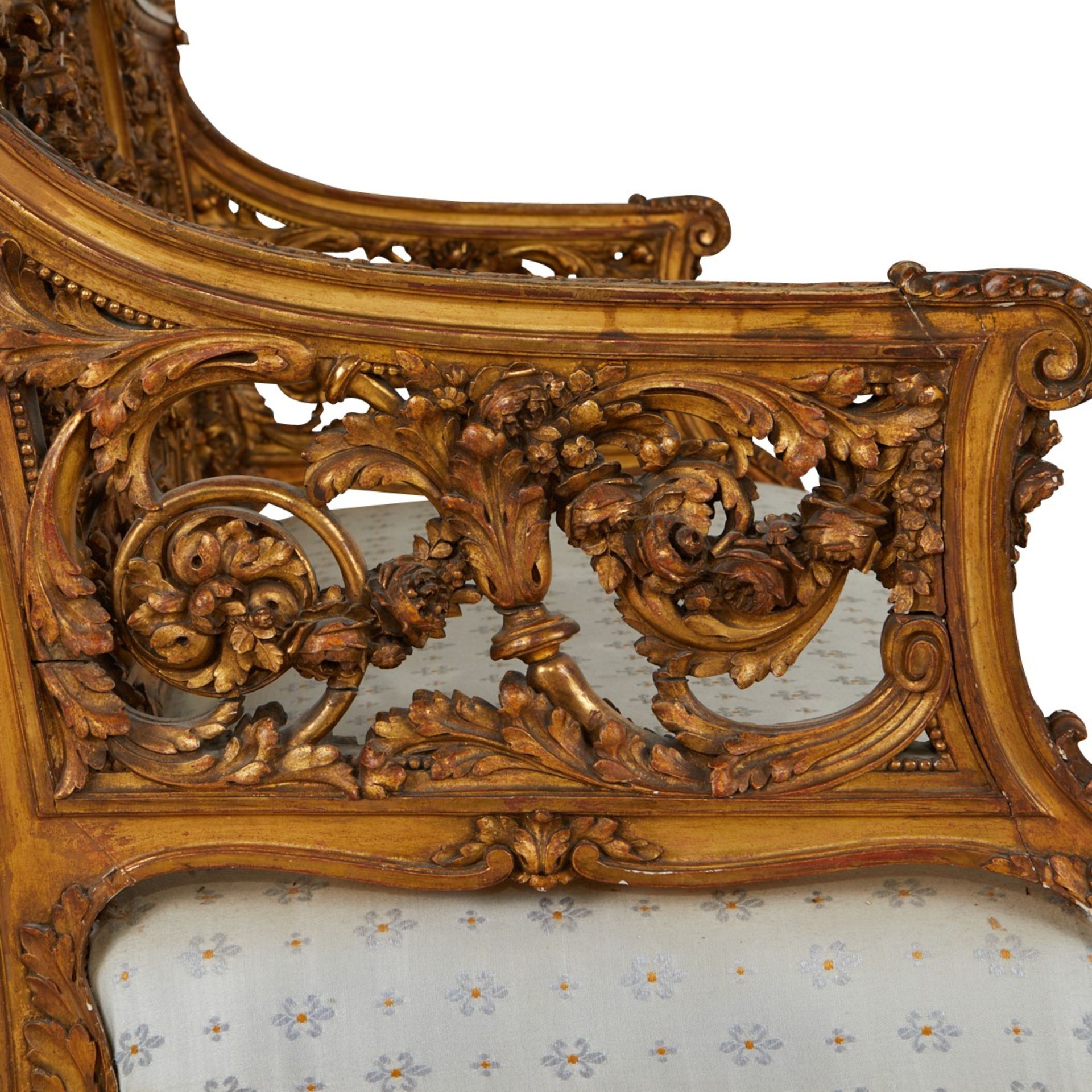 Continental Carved and Giltwood Settee - Image 8 of 12