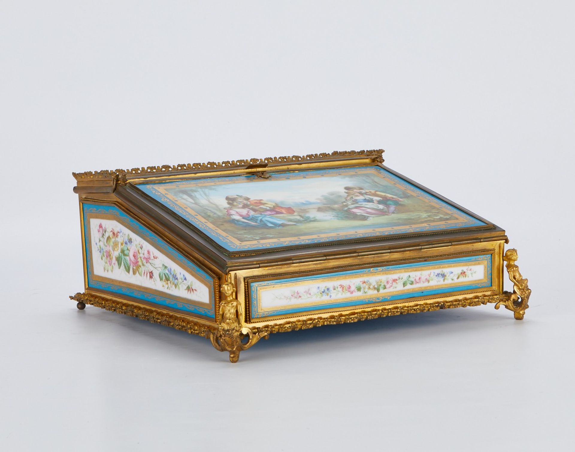 Sevres Style Porcelain & Gilt Writing Box - Image 2 of 9