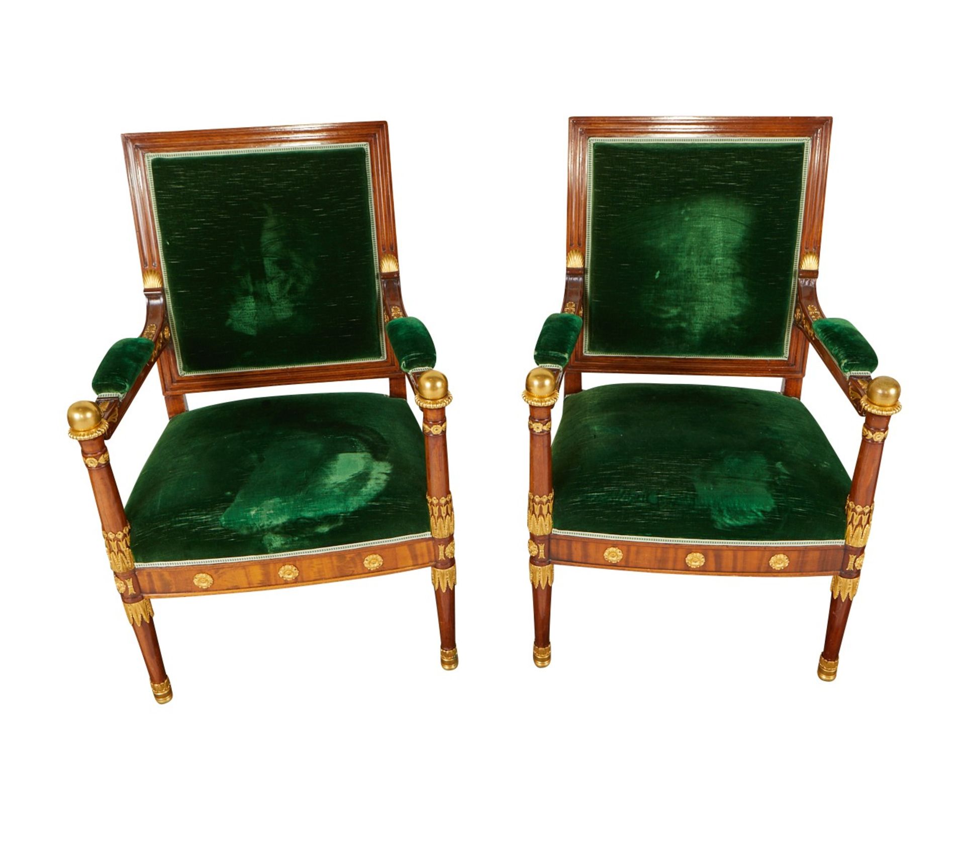 Pr Empire Revival Armchairs w/ Velvet Upholstery - Bild 7 aus 12