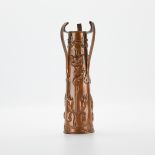 Art Nouveau Hammered Copper Vase w/ Tulips