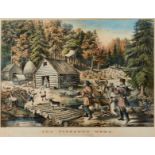 Currier & Ives "The Pioneer's Home" Print