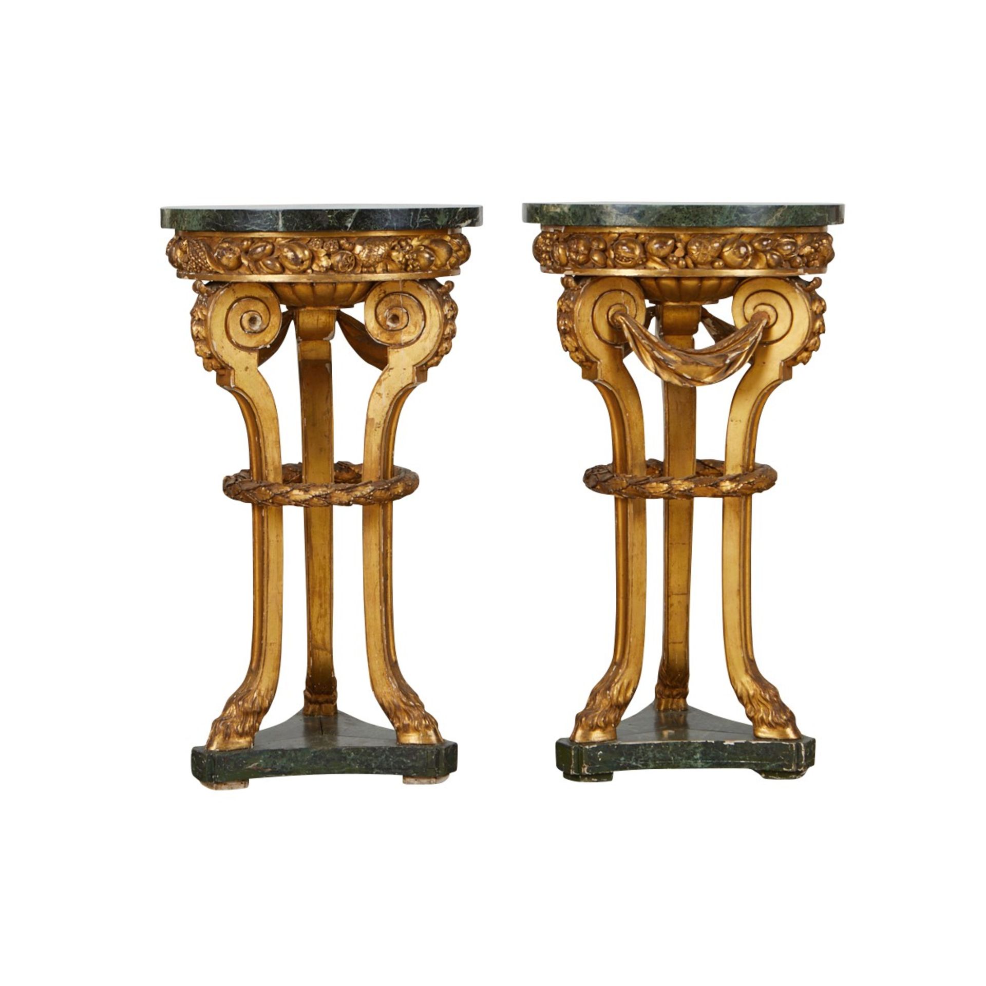 Pair Neoclassical Giltwood Faux Marble Pedestals - Image 3 of 17