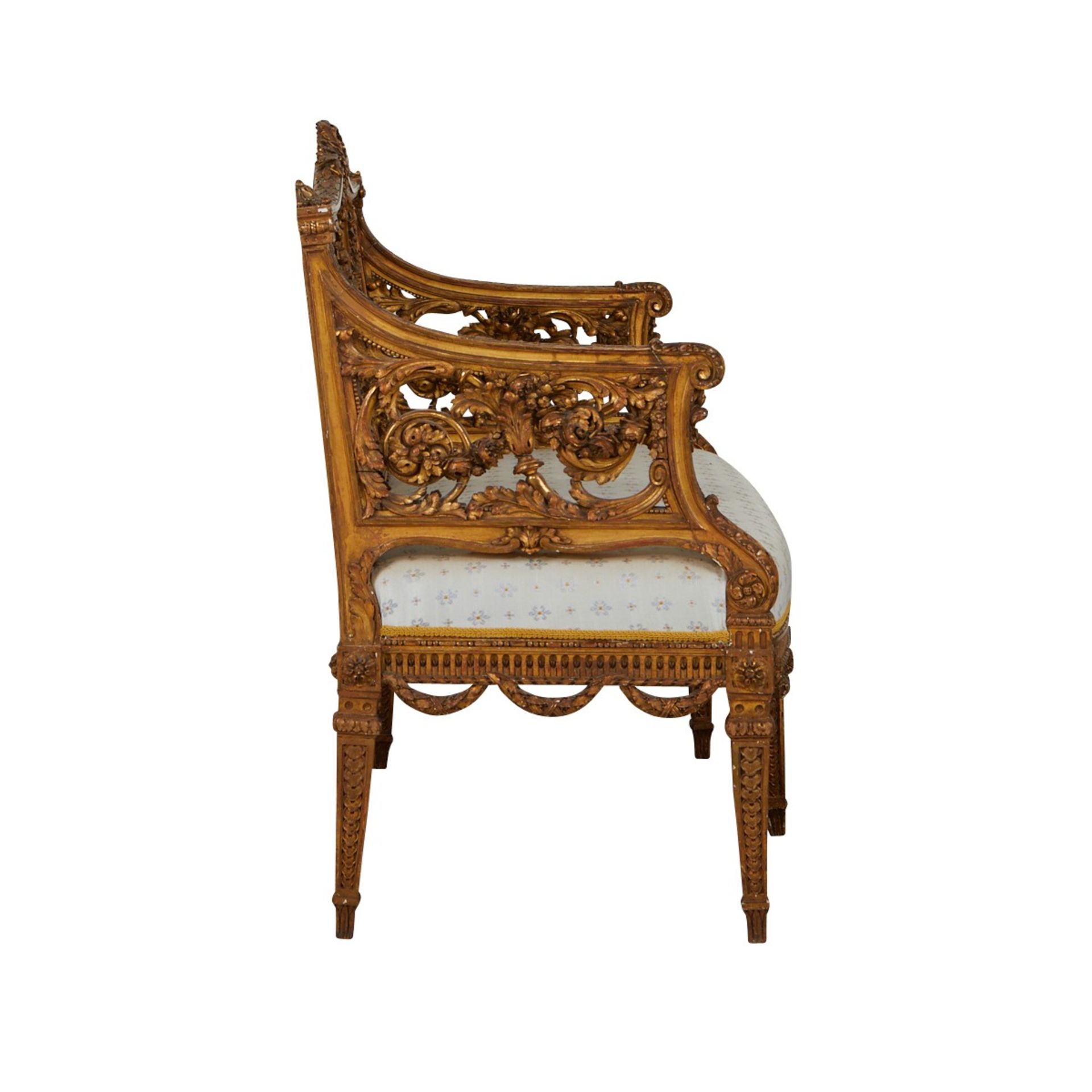 Continental Carved and Giltwood Settee - Image 7 of 12