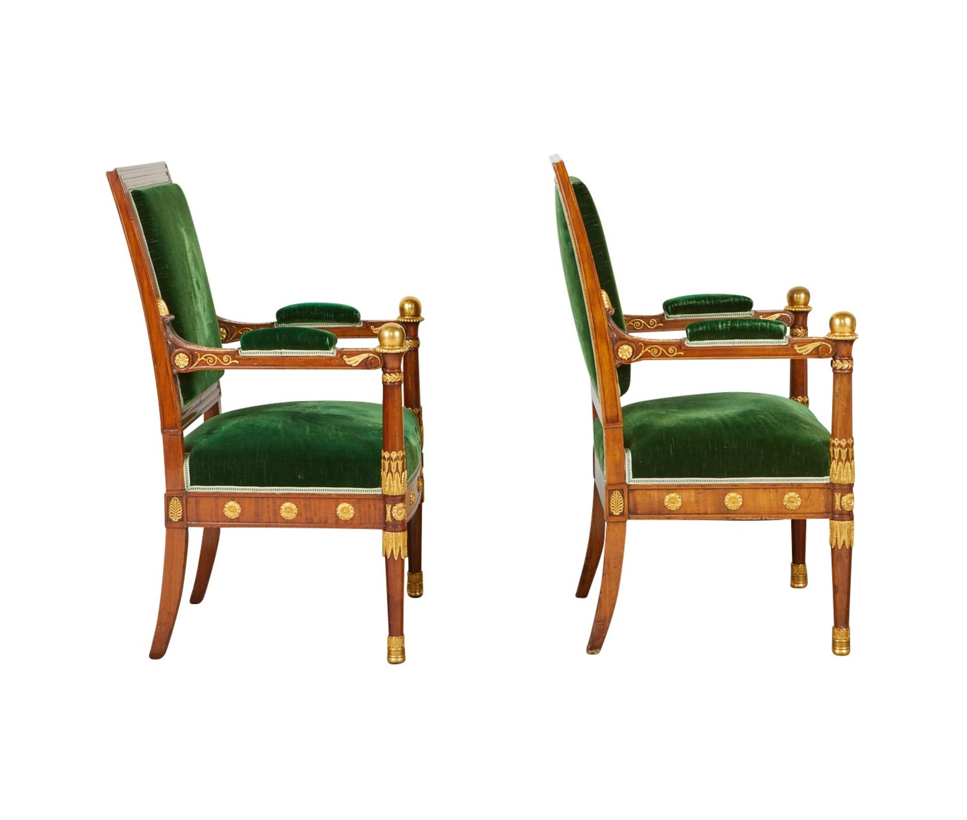 Pr Empire Revival Armchairs w/ Velvet Upholstery - Bild 6 aus 12