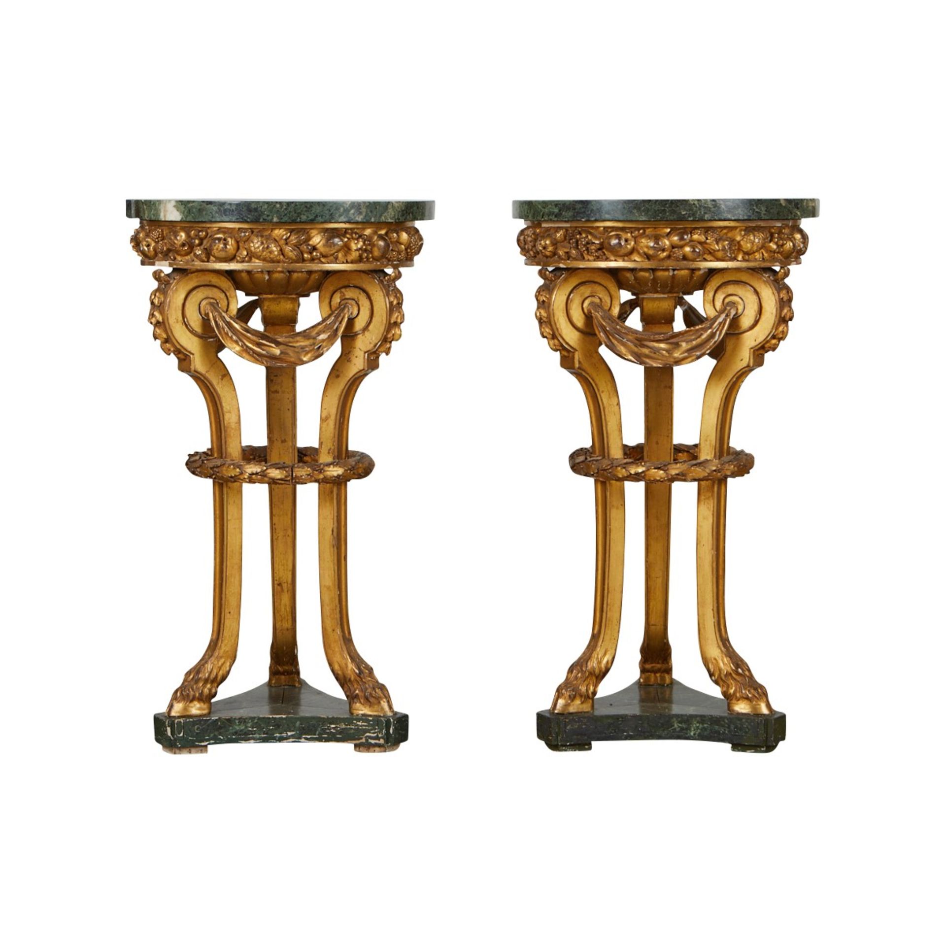 Pair Neoclassical Giltwood Faux Marble Pedestals - Image 5 of 17