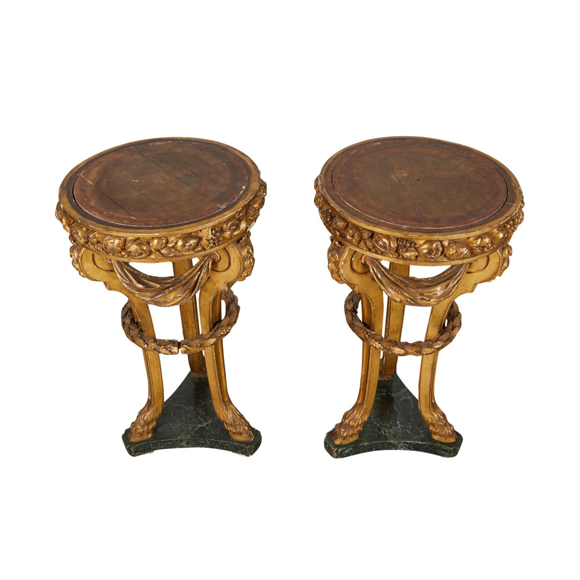 Pair Neoclassical Giltwood Faux Marble Pedestals - Image 7 of 17