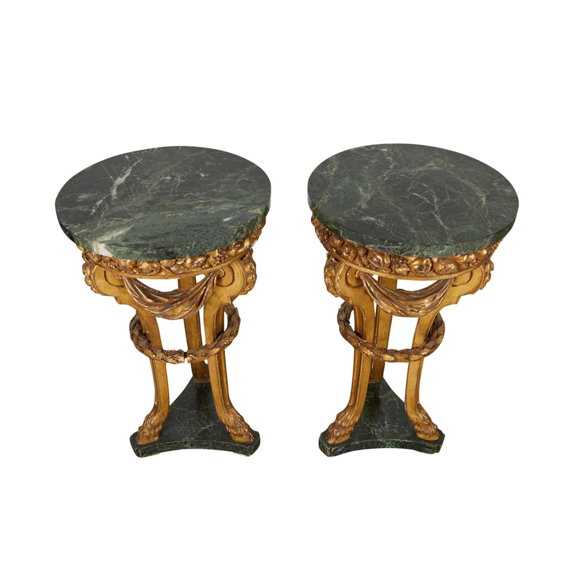 Pair Neoclassical Giltwood Faux Marble Pedestals - Image 6 of 17