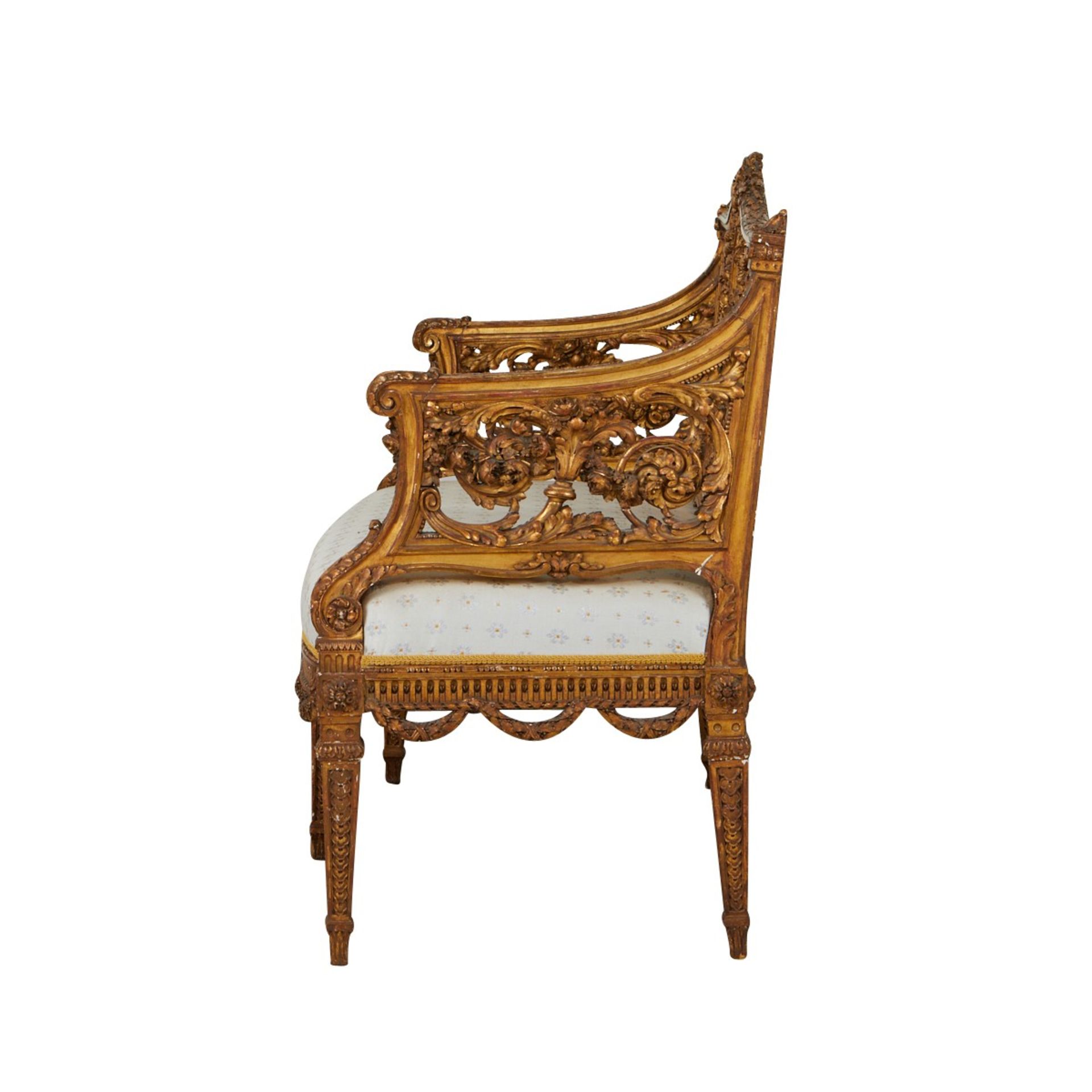 Continental Carved and Giltwood Settee - Image 5 of 12