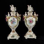 Pr of Large Porcelain Von Schierholz Urns 30 in.