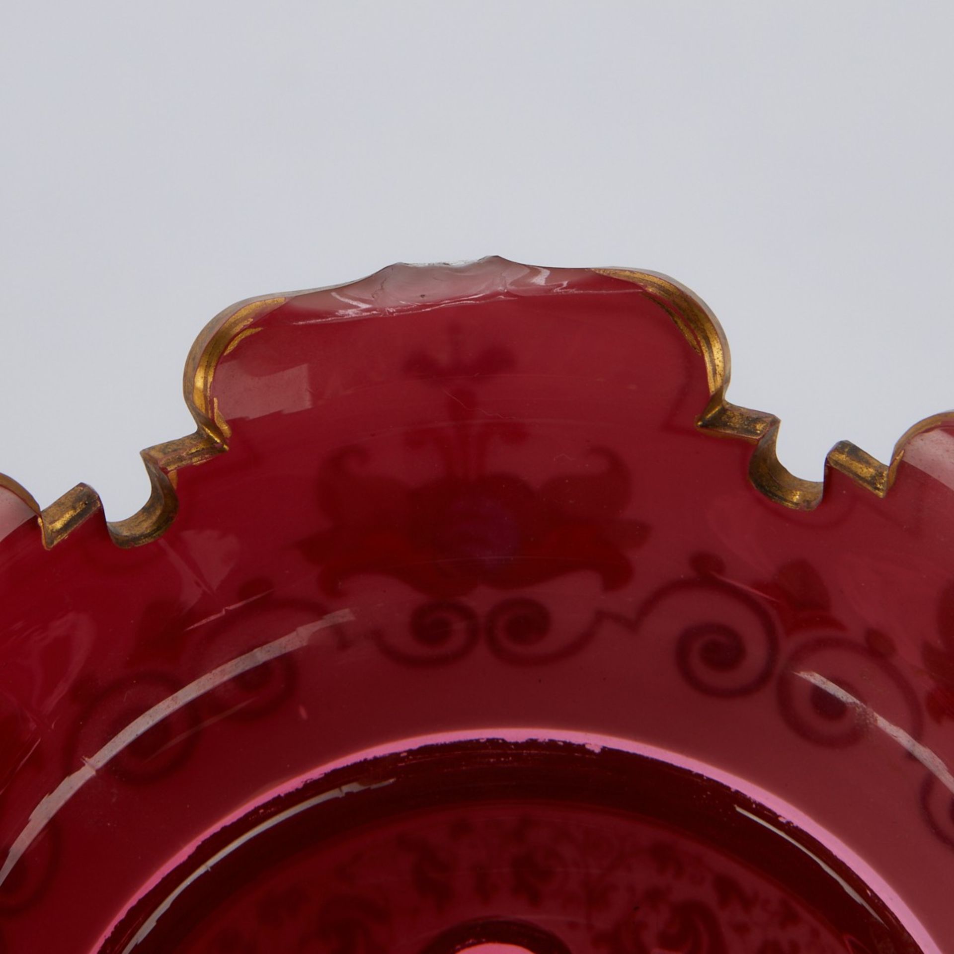3 Cranberry Red Bohemian Glass Vases - Bild 5 aus 9