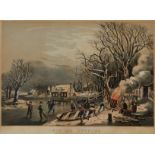 Currier & Ives "Winter Evening" Print