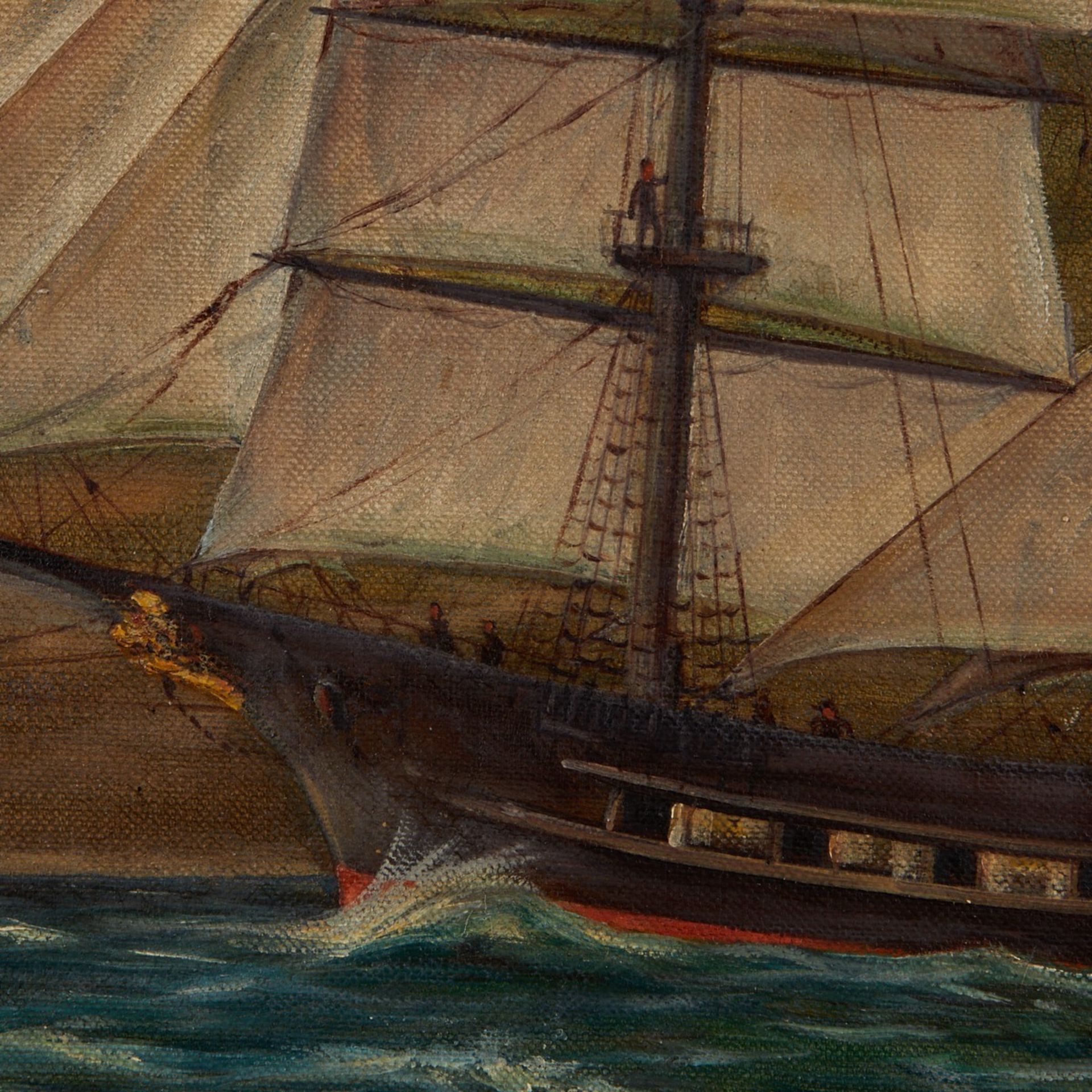Nautical Ship 20th c. Oil on Canvas Painting - Bild 2 aus 9