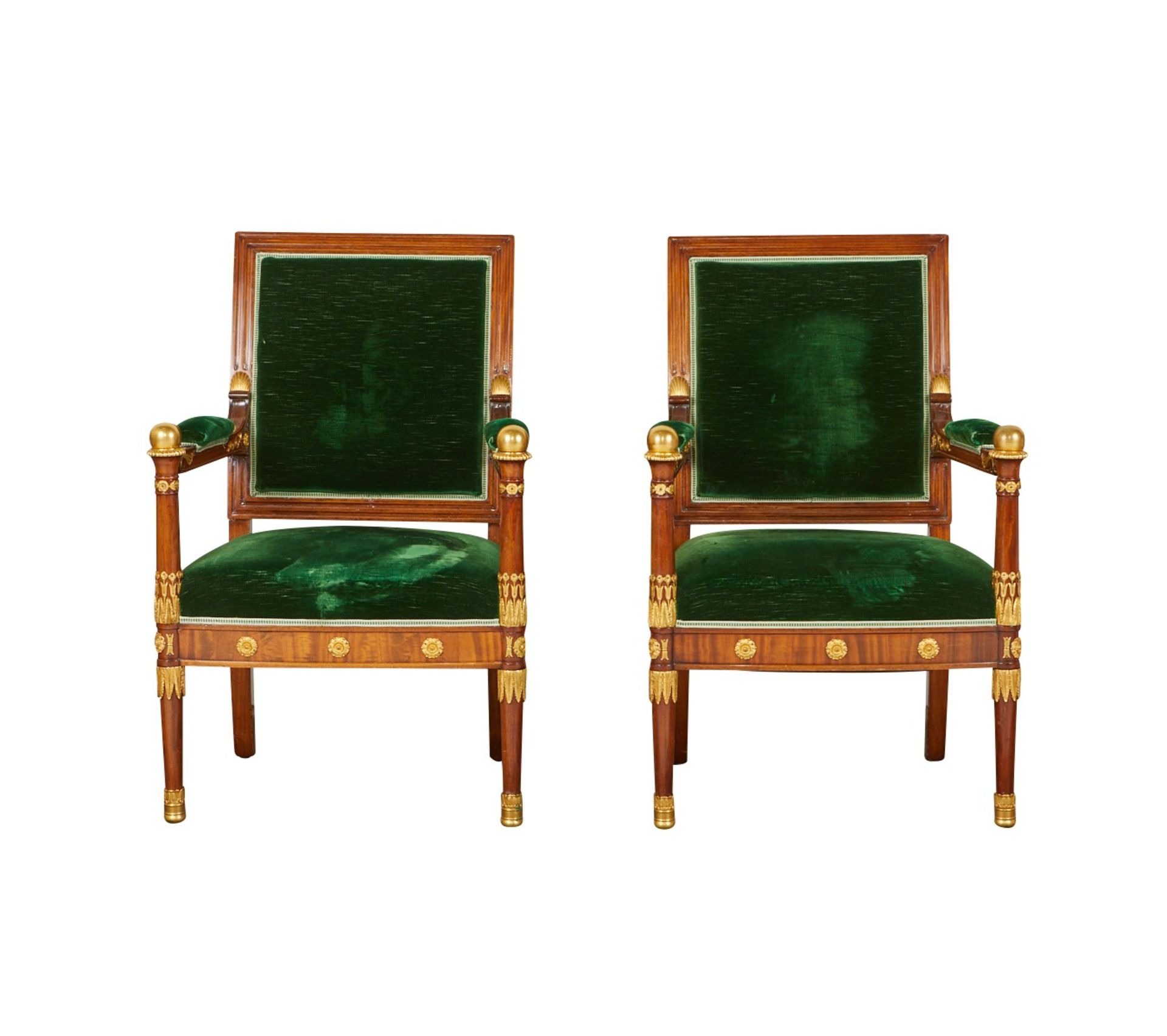 Pr Empire Revival Armchairs w/ Velvet Upholstery - Bild 3 aus 12