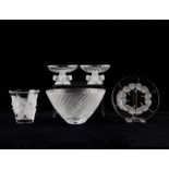 5 Lalique Crystal Glass Vessels