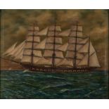 Nautical Ship 20th c. Oil on Canvas Painting