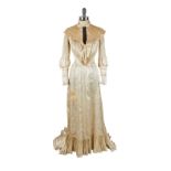 1890s Cream Silk Evening Dress