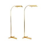 Pair Casella Mid-Century Modern Brass Floor Lamps