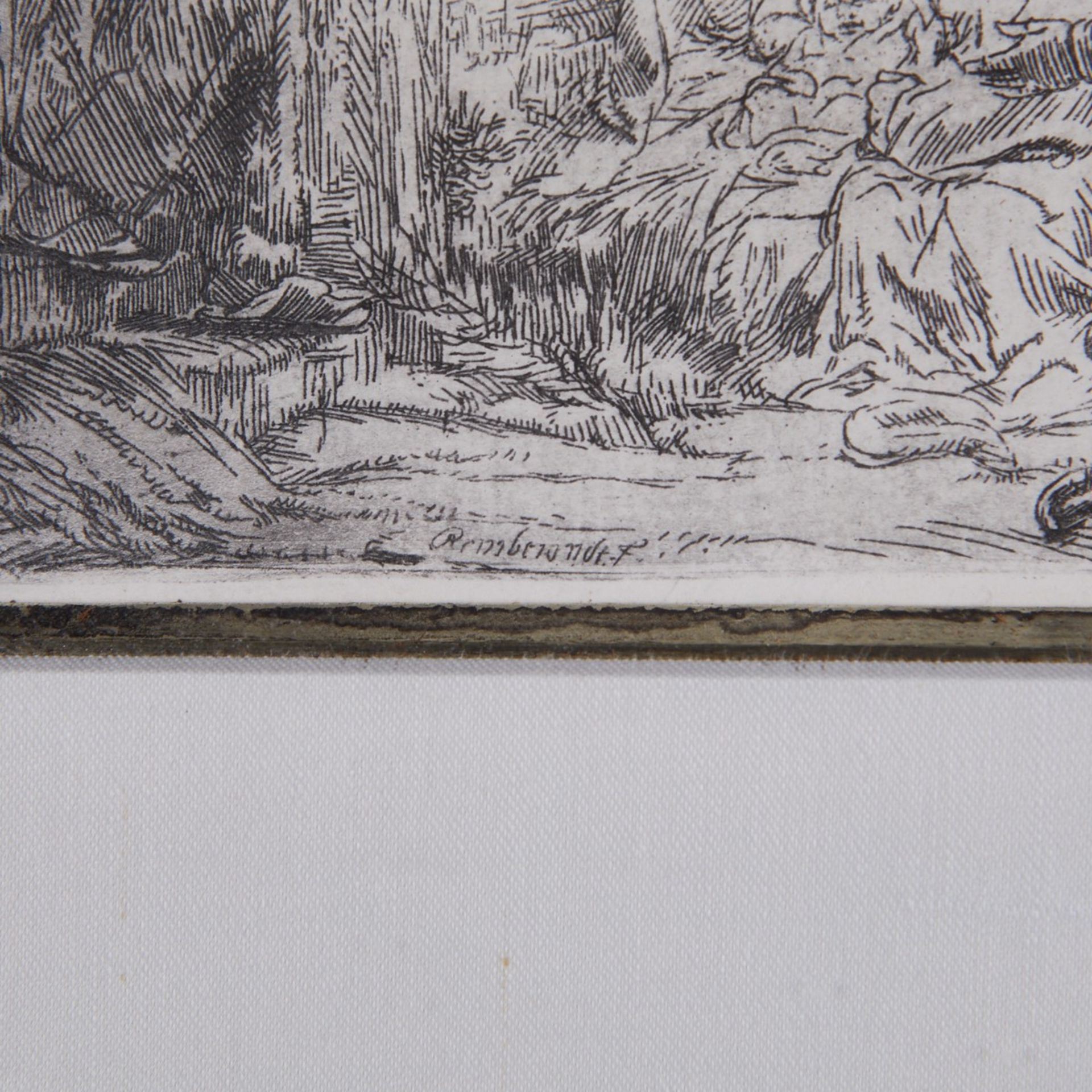 Rembrandt "Adoration of the Shepherds" Etching - Bild 3 aus 3