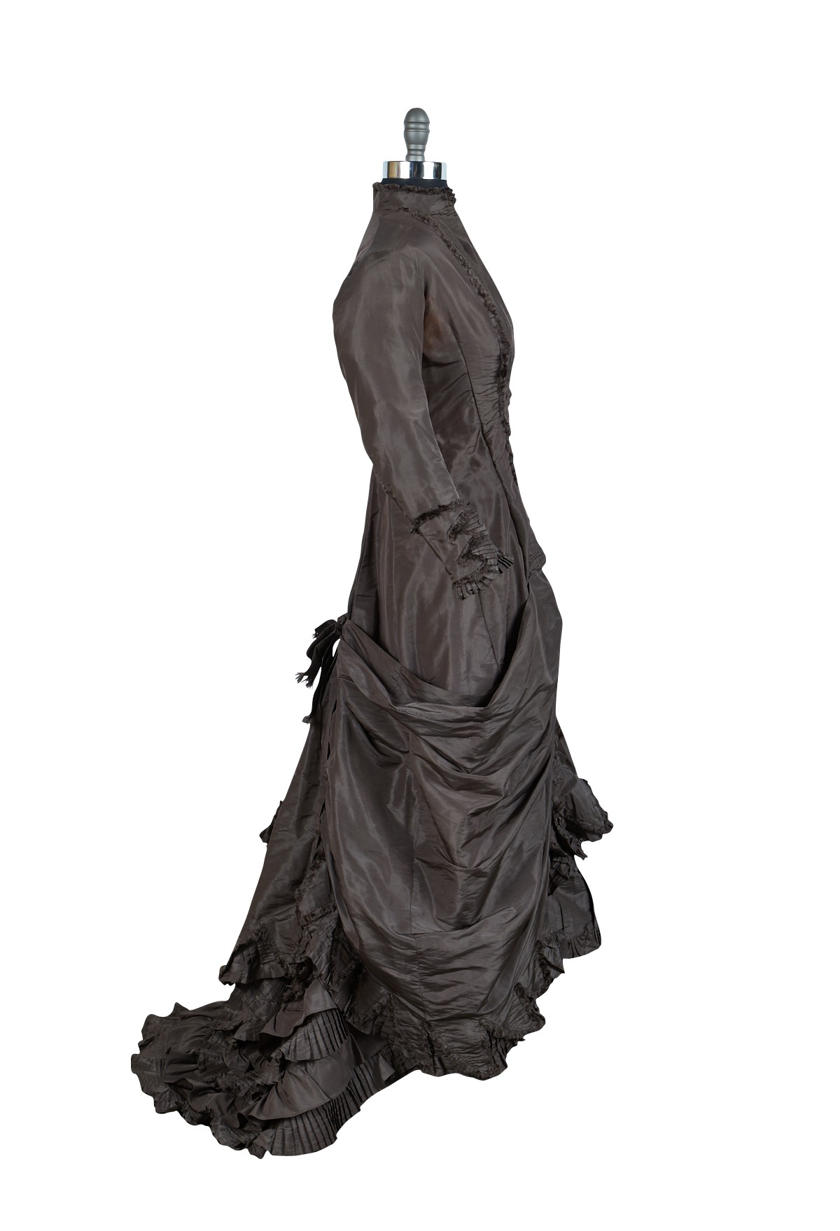 1880s Dark Purple Dress w/ Bustle - Image 4 of 9