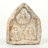 SE Asian Stone Relief Three Seated Figures