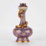 De Xing Cheng Chinese Cloisonne Vase w/ Dragon