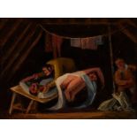 Dewey Albinson "Event in the Loft" Oil on Canvas