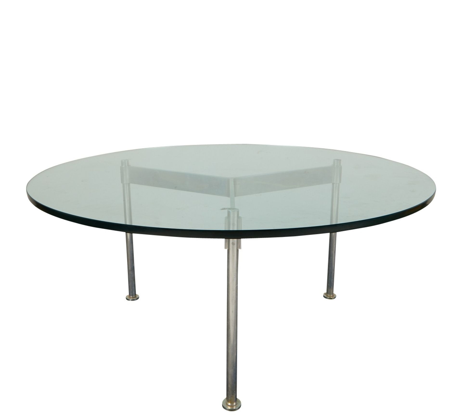 Ward Bennett MCM Glass & Chrome Coffee Table