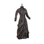 1880s Dark Purple Dress w/ Bustle