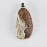 Chinese Pebble Snuff Bottle w/ Cat & Dragon