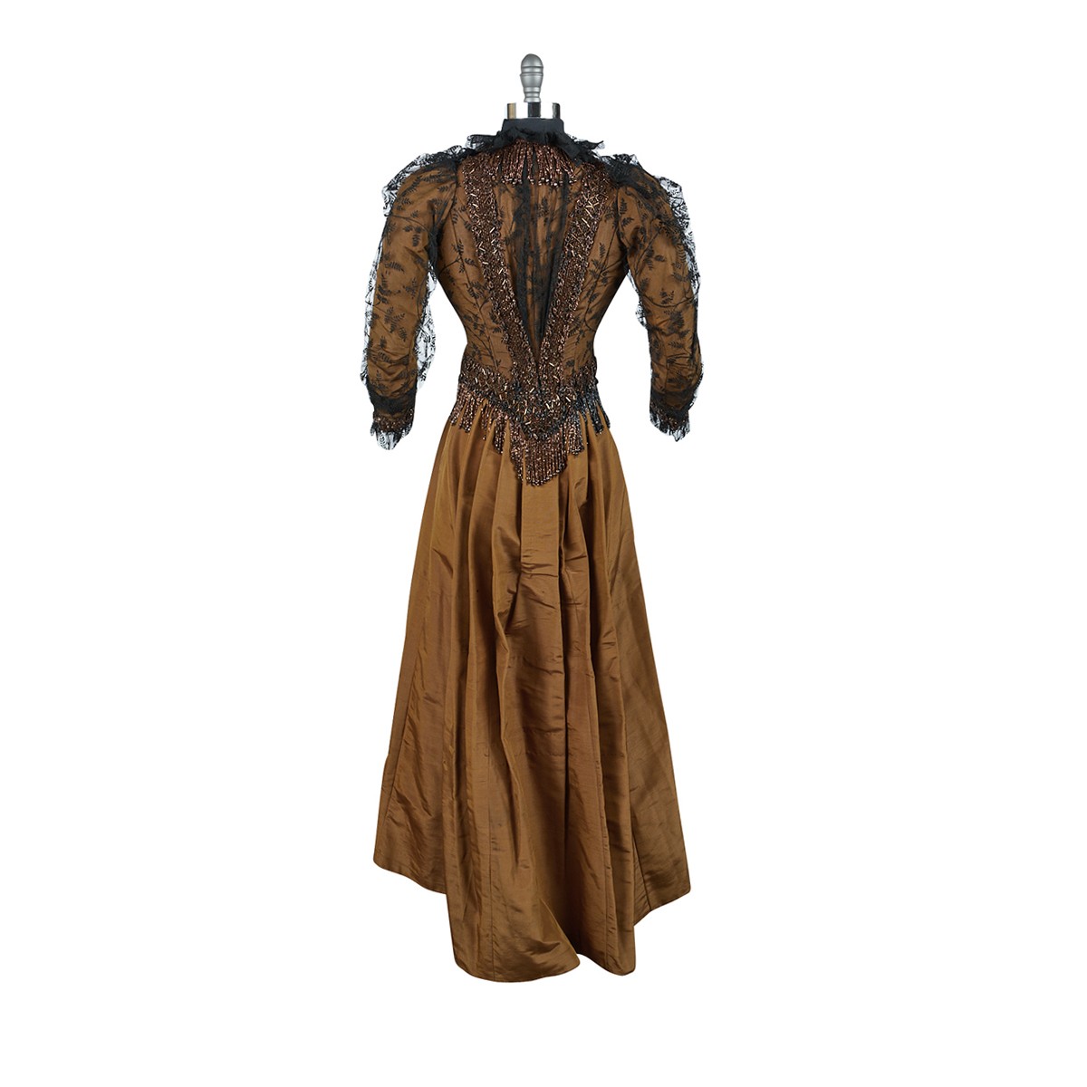 1890s Evening Dress w/ Lace & Beadwork - Image 3 of 8