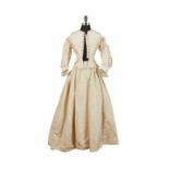 Victorian Era White Silk Moire Dress