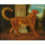 William Skilling Cheetah in a Red Harness Painting