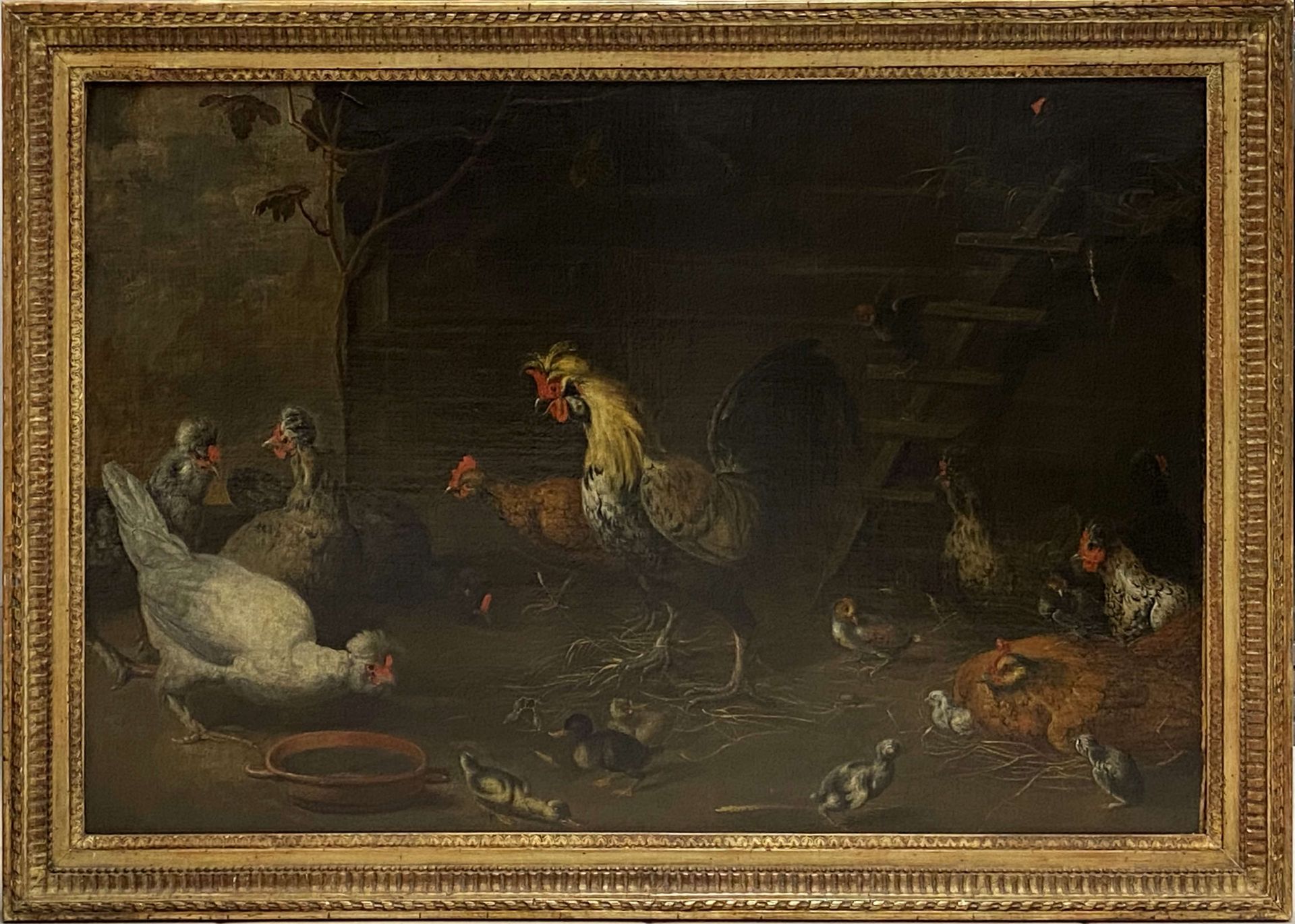 Melchior de Hondecoeter, "Hahn mit Henne und Küken" (Der Hühnerhof) - Bild 2 aus 5