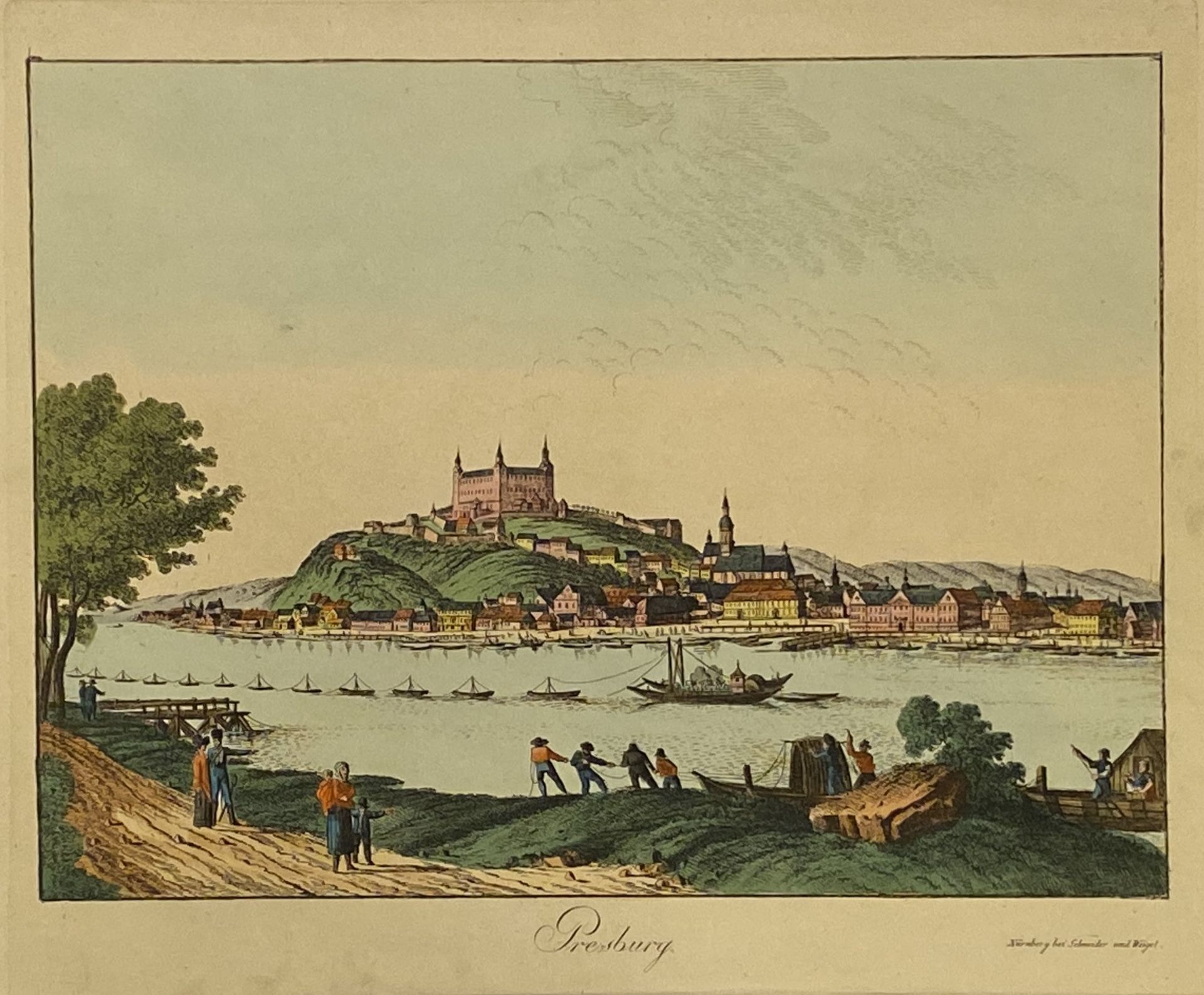 Ansicht von Pressburg (Bratislava; Lithographie)