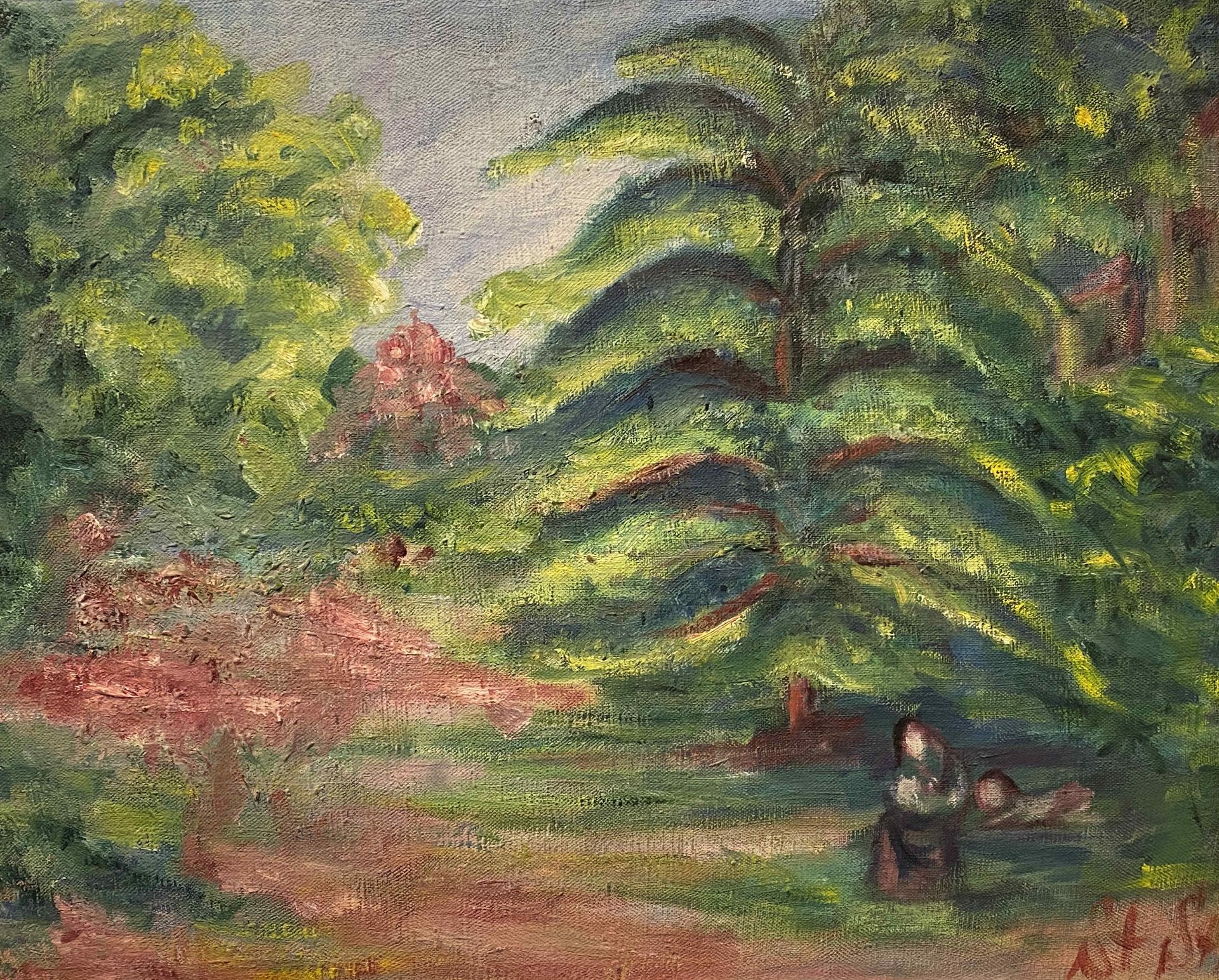 Stanislaus Stückgold, Sommerliche Lichtung im Park mit Frau