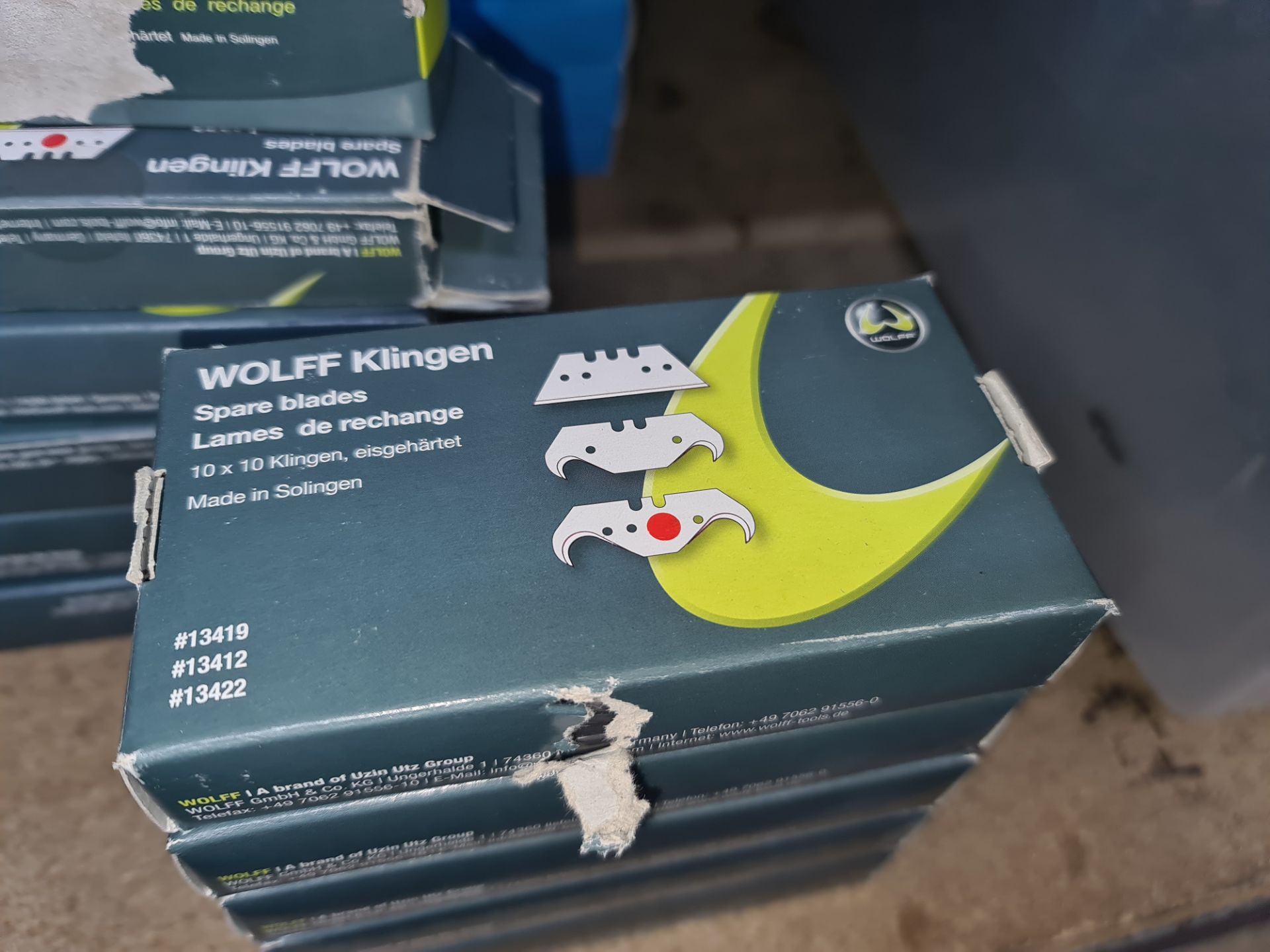 12 assorted boxes of Wolff Klingen spare bladesLots 31 - 328 comprise the total assets of a flooring - Image 2 of 3