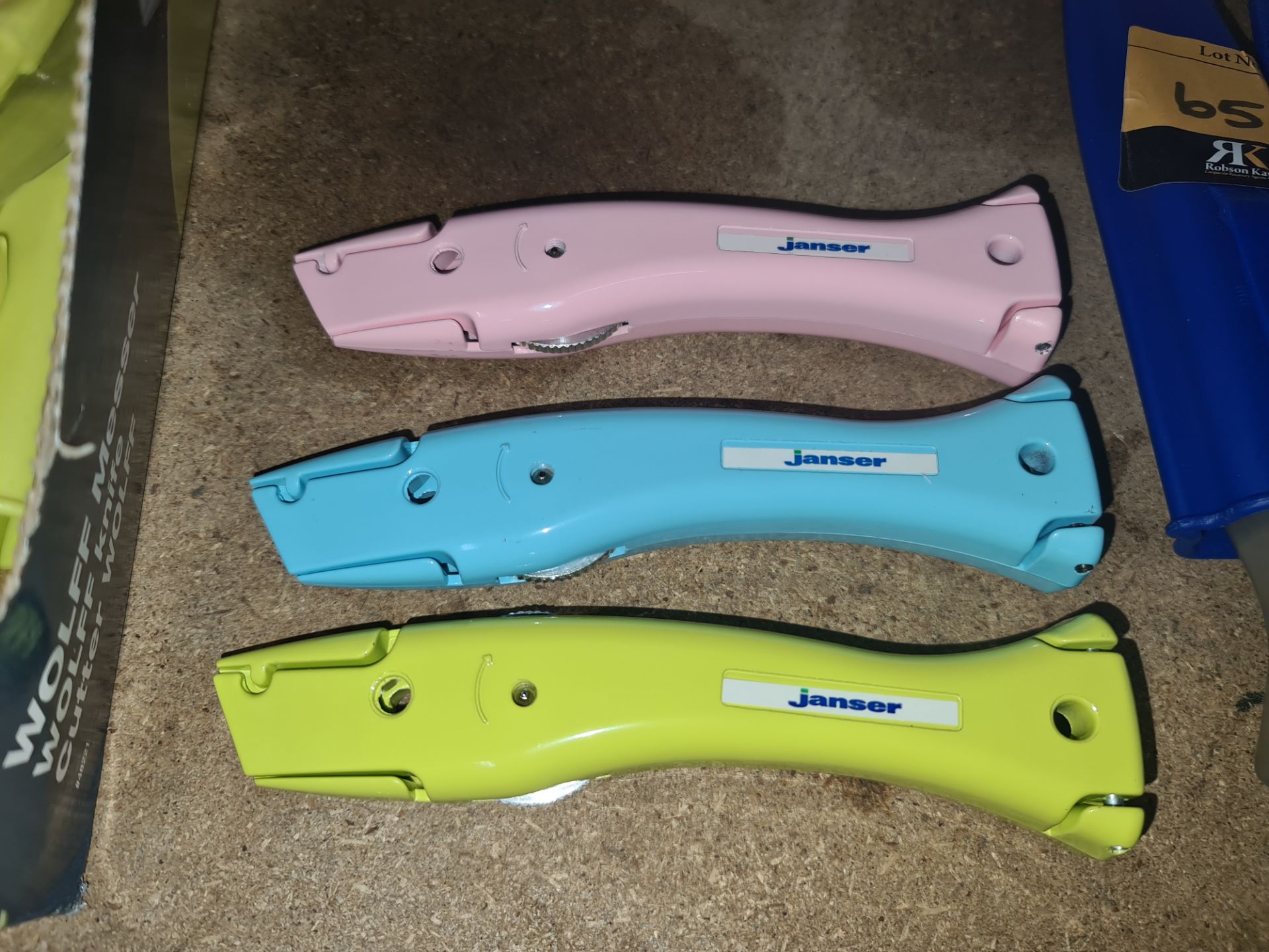 7 off Janser Dolphin knives in a variety of colours, each knife
