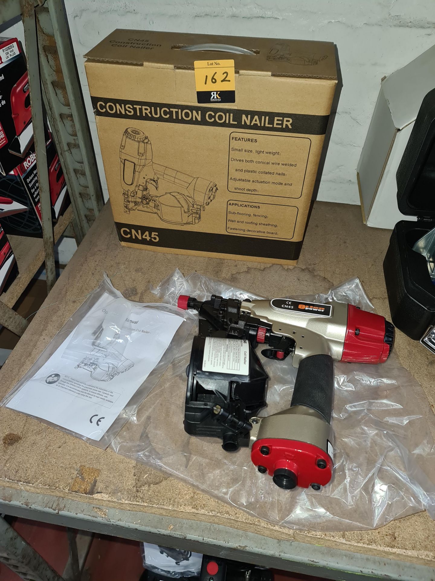 Orion power construction coil nailer model CN45Lots 31 - 328 comprise the total assets of a flooring