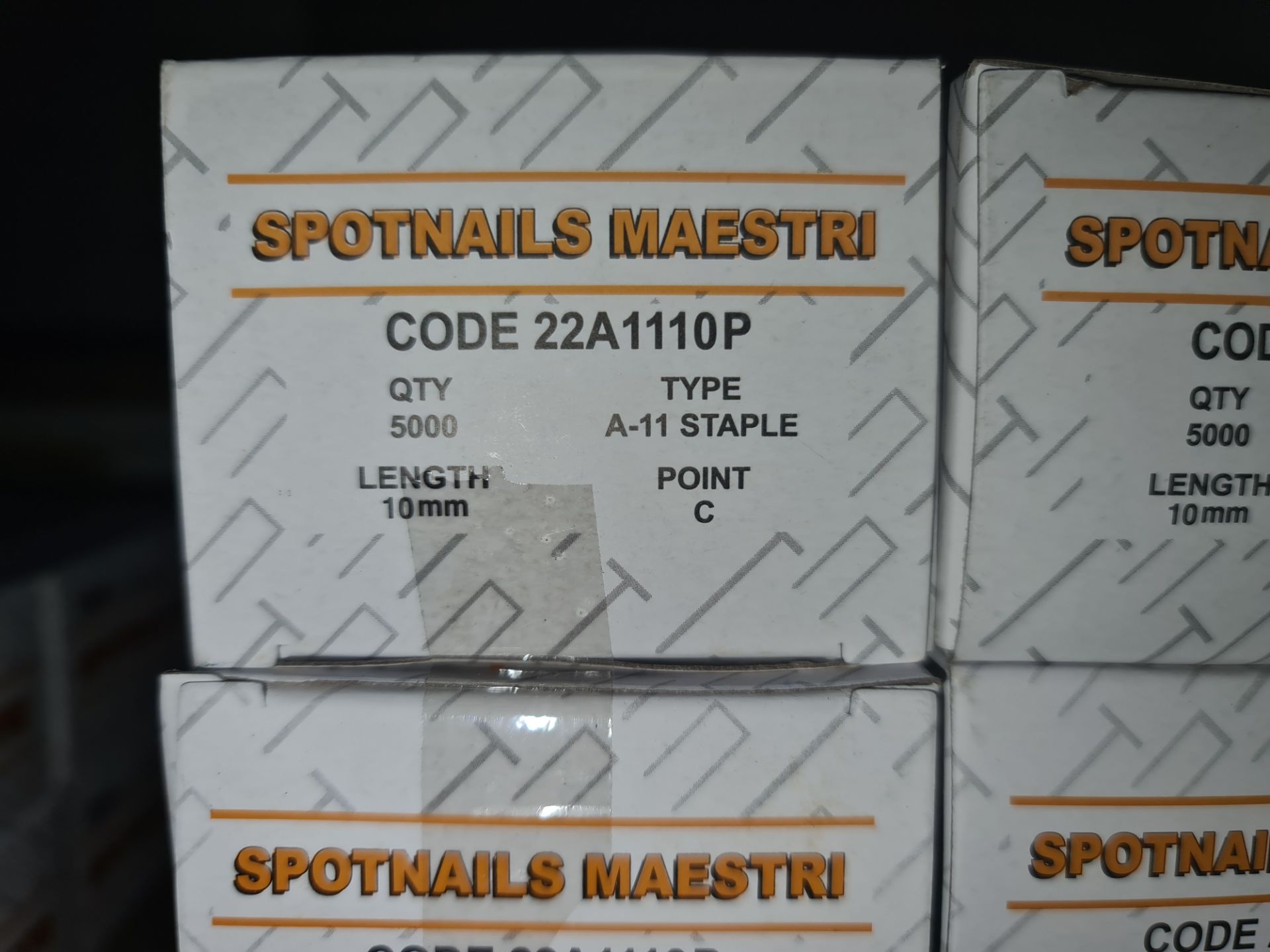 17 boxes of Maestri Spotnails, each box containing 5,000 type A-11.C 10mm staples. Product code - Image 3 of 3