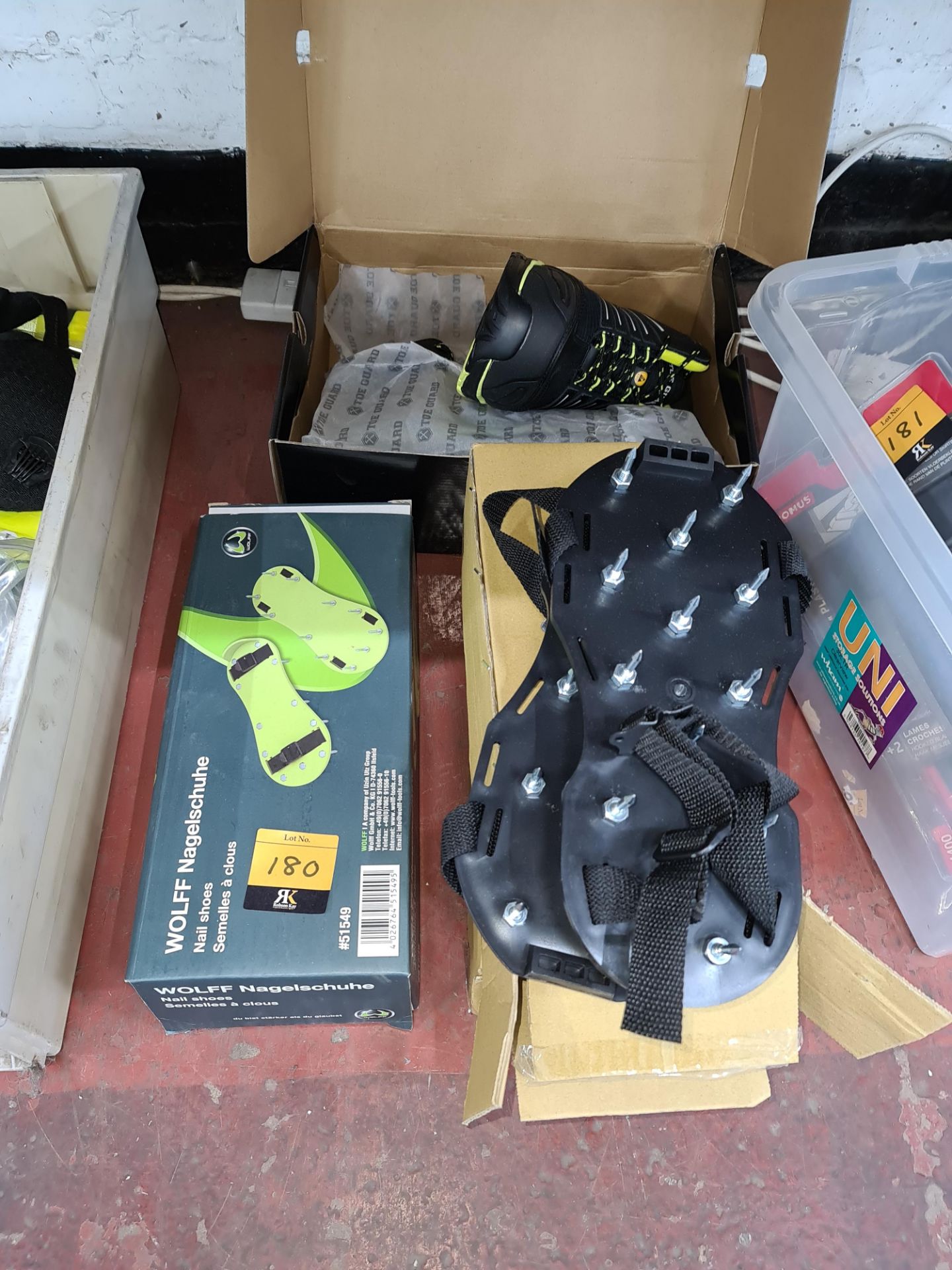 Footwear lot comprising 3 off "nail shoes" & 1 pair of safety boots Lots 31 - 328 comprise the total