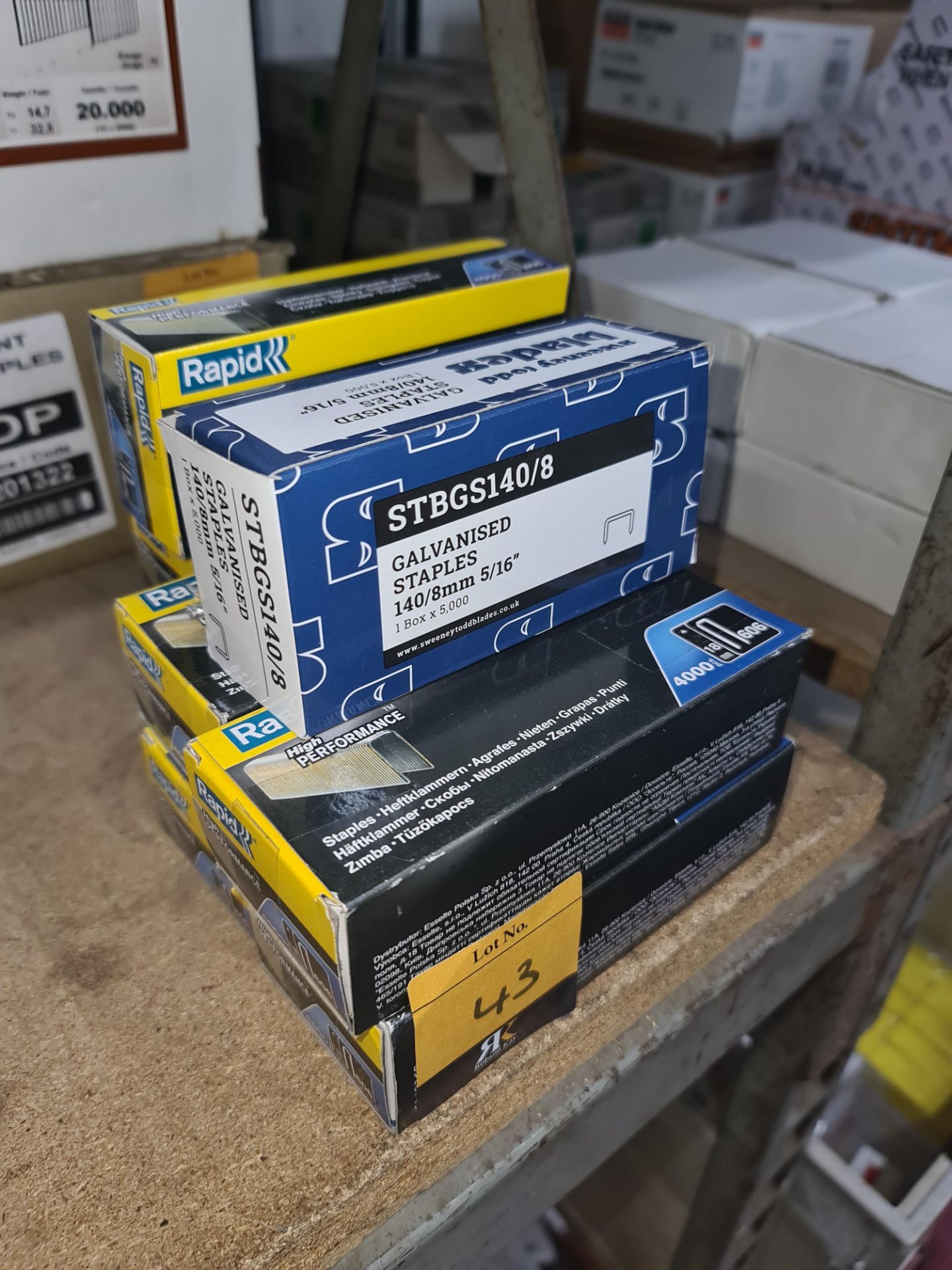 Mixed lot comprising 7 boxes of Rapid High Performance 18mm 606 staples & 1 box of galvanised 140/
