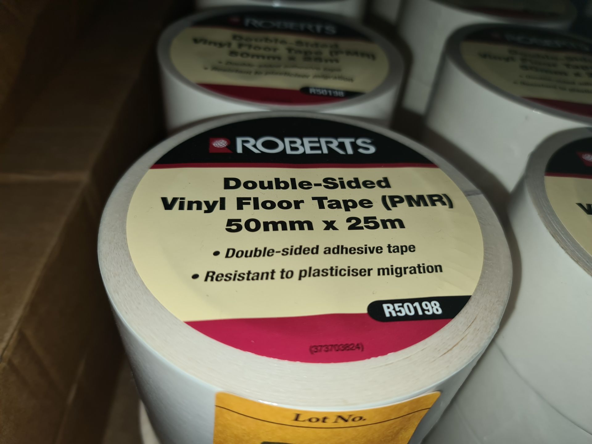 16 rolls of Roberts double sided vinyl floor tape 50mm x 25mLots 31 - 328 comprise the total - Image 3 of 3