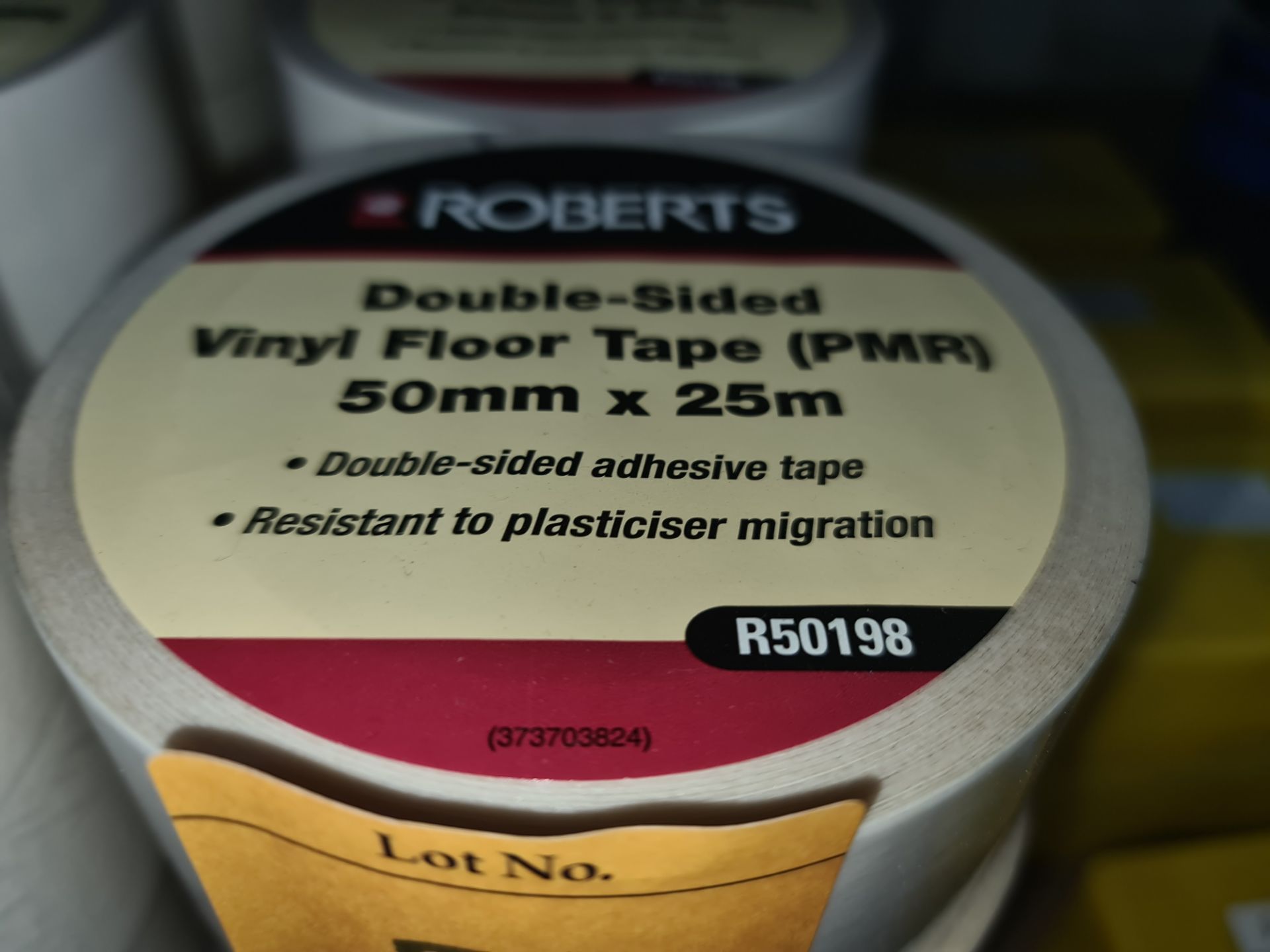 16 rolls of Roberts double sided vinyl floor tape 50mm x 25mLots 31 - 328 comprise the total - Image 3 of 3