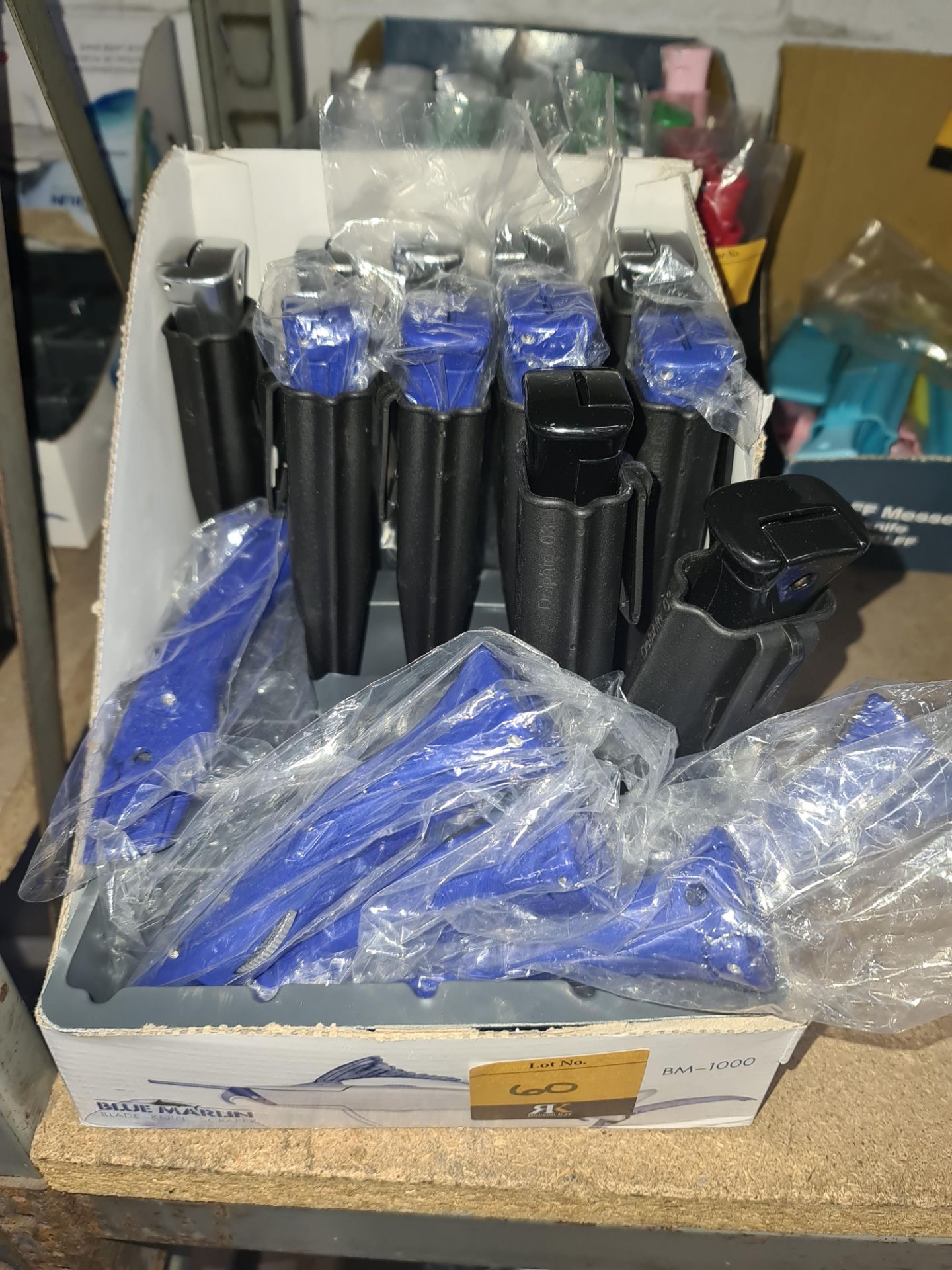 16 off Blue Marlin Delphin 03 knives (handles only, no blades) - some of these knives include a case