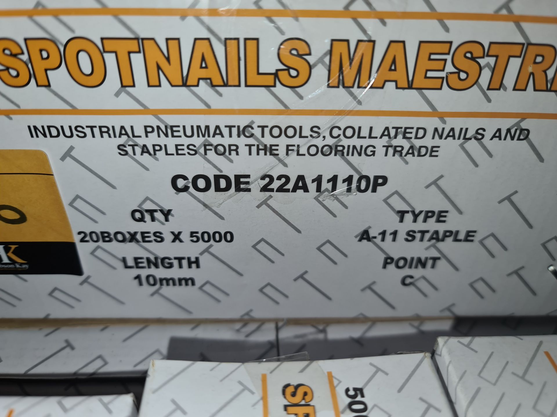 20 boxes of Maestri Spotnails, each box containing 5,000 type A-11.C 10mm staples. Product code - Image 3 of 4