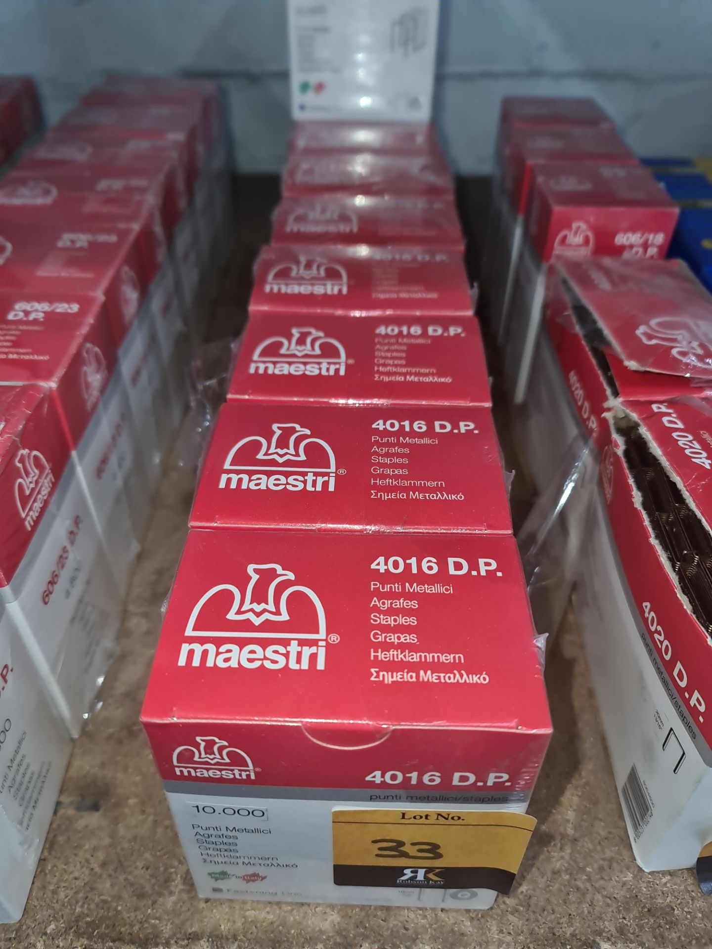 11 boxes of Maestri 4016 DP staples, each box containing 10,000 staplesLots 31 - 328 comprise the - Image 2 of 3