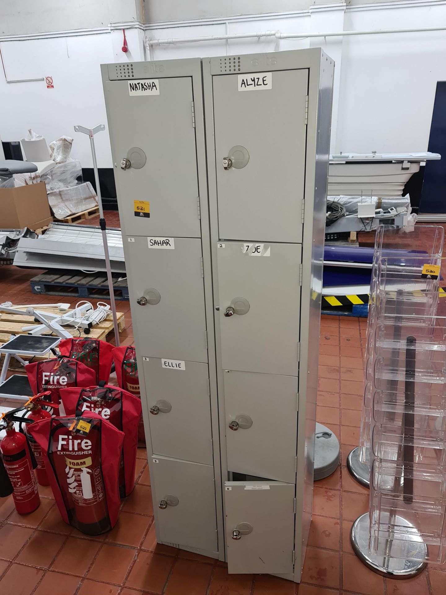 Staff locker system comprising 8 lockers in total NB. These lockers require the use of padlocks (not