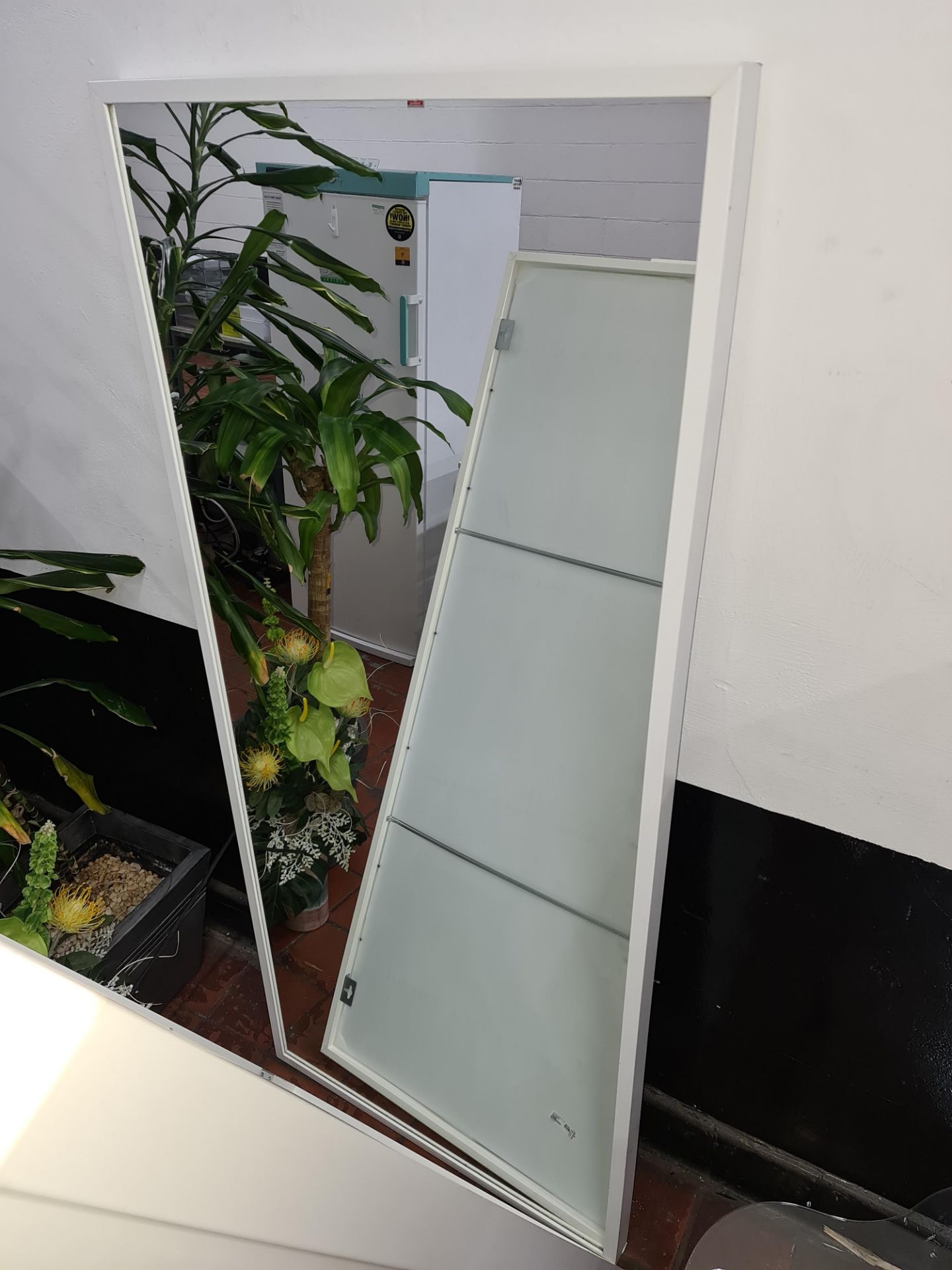 3 off assorted white framed rectangular mirrors, measuring between 400mm x 1500mm & 700mm x 1600mm - Image 3 of 3