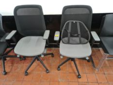Pair of matching mesh back grey & black chairs
